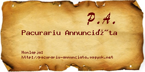 Pacurariu Annunciáta névjegykártya